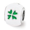 thumbnail image 1 of Perle de Trèfle Émail Blanc et Vert en Argent Sterling - Poli, 1 of 1