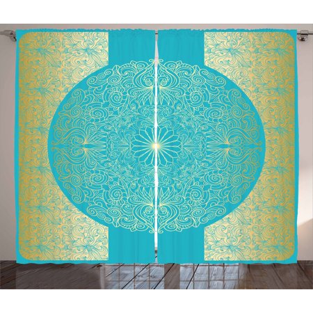 Gold Mandala Curtains 2 Panels Set Vibrant Framework Design
