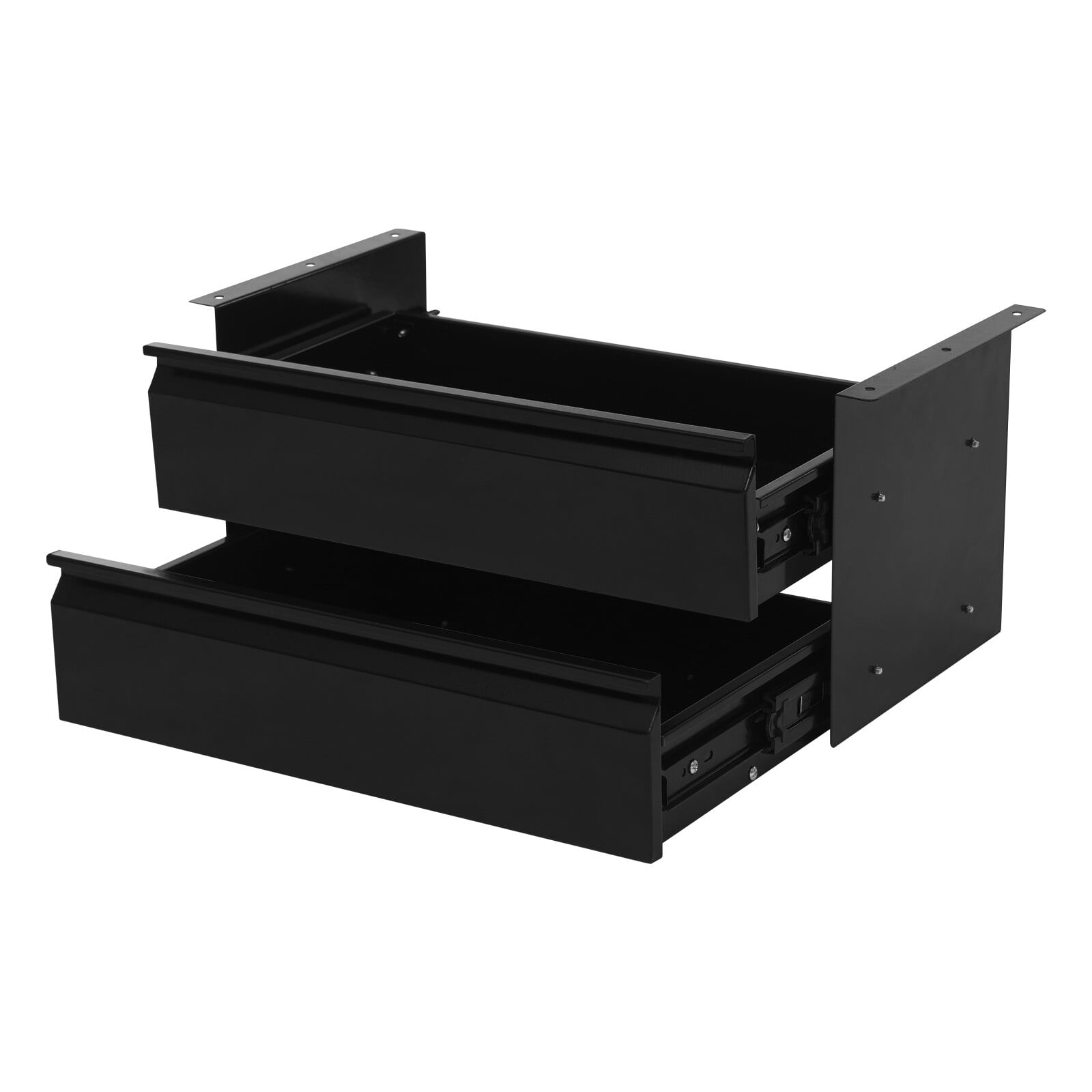 2-Tier Under Desk Sliding Drawer Organizer, Black Steel Pull-Out Storage Tray for Office Study, 6.6LB Capacity