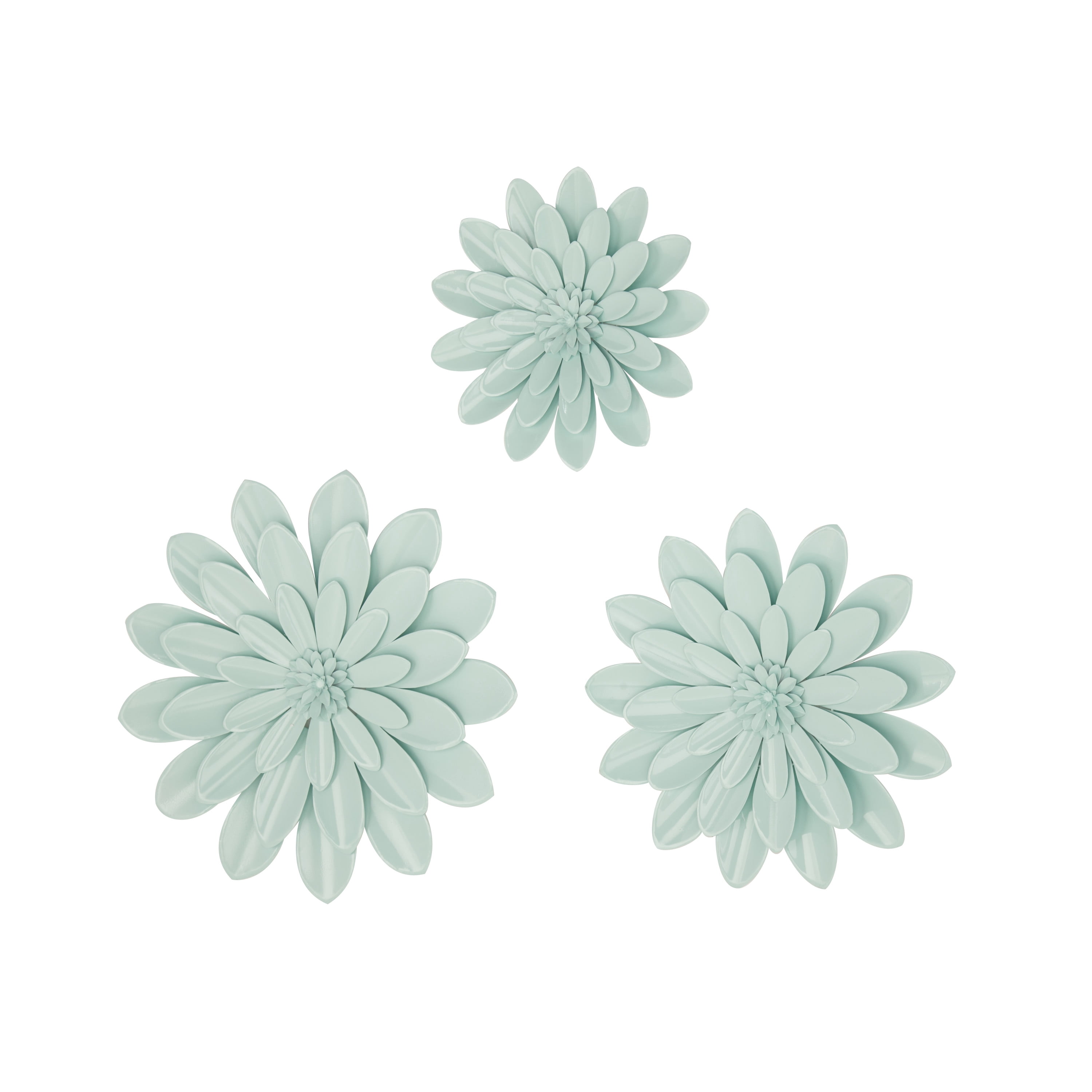 DecMode Green Metal Floral Wall Decor (3 Count)