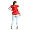 thumbnail image 3 of Blusa con manga de olan y moño en espalda Roman Fashion /Tallas Extras, 1888 (Rojo) rojo 38, 3 of 6