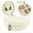 thumbnail image 3 of Unique Bargains Portable Round Jewelry Box Jewelry Organizer Box for Travel for Trip White 1 Pc, 3 of 6