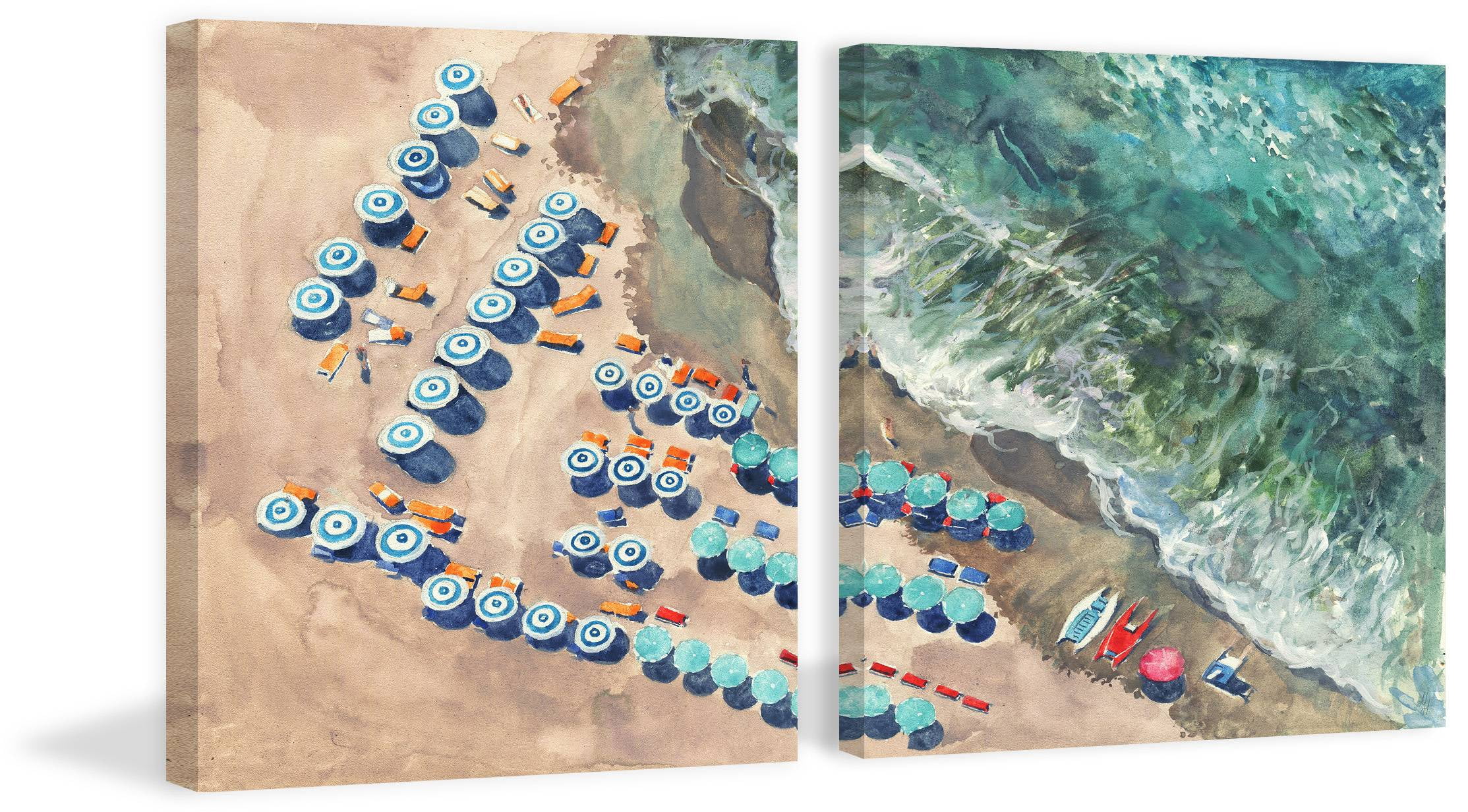 Marmont Hill Blue Beach Umbrellas II Diptych