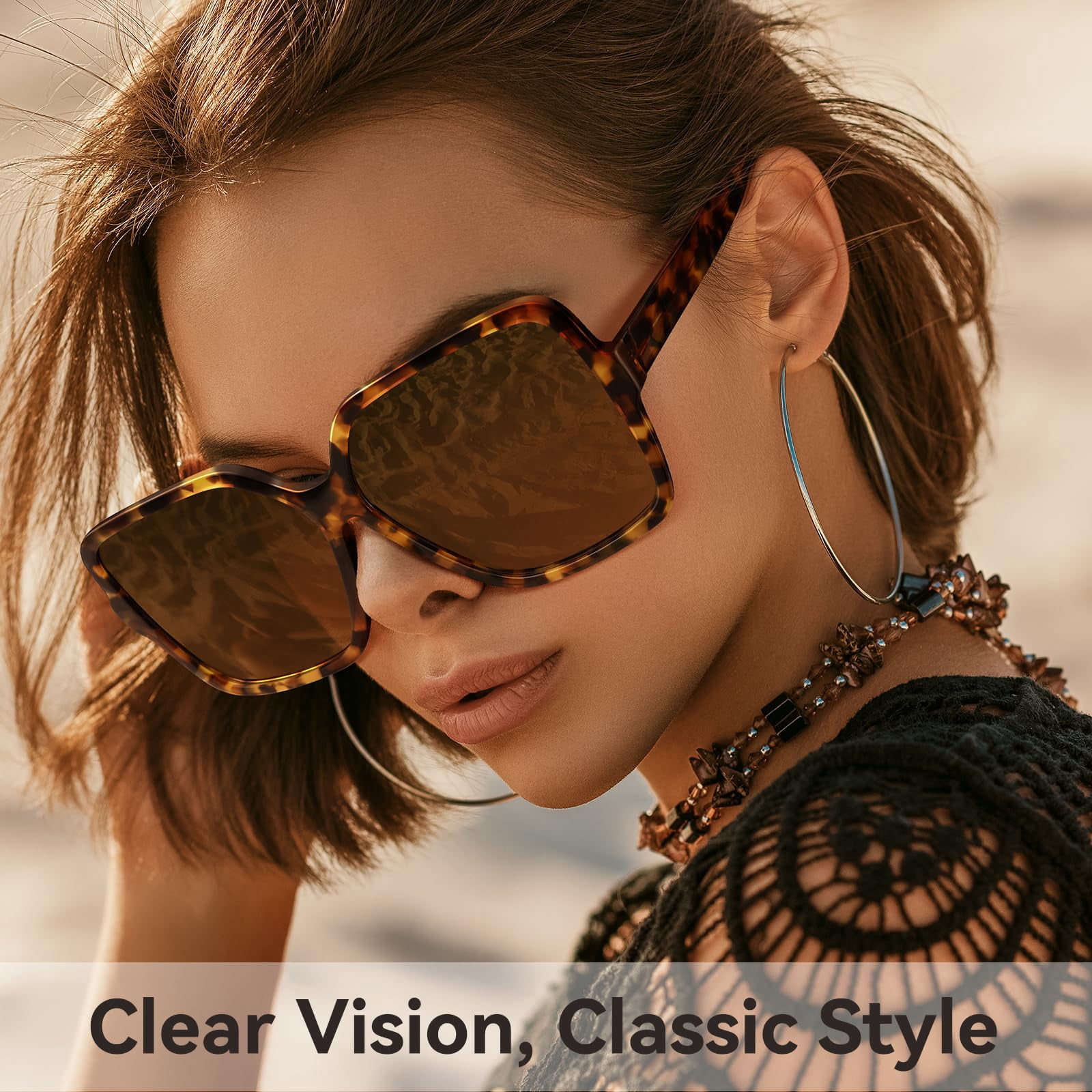 CHUNYAN Oversized Square Sunglasses for Women Big Large Wide 