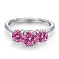 thumbnail image 3 of Gem Stone King 925 Sterling Silver Pink Moissanite Engagement Ring for Women | 1.80 Cttw | Round 6MM | Gemstone Birthstone | Size 8, 3 of 6