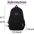 thumbnail image 5 of Mochila ligera de nailon Kawaii resistente al agua para mujer, bonita mochila para ordenador portátil, bolsa de viaje diaria (negro), 5 of 5