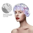 thumbnail image 4 of Balery Round Snow Merry Christmas Shower Caps, Double Layer Waterproof Shower Cap, Double Layers Reusable Shower Cap With Soft Comfortable For Long Thick Hair Soft Bath Shower Hair Caps, 4 of 9