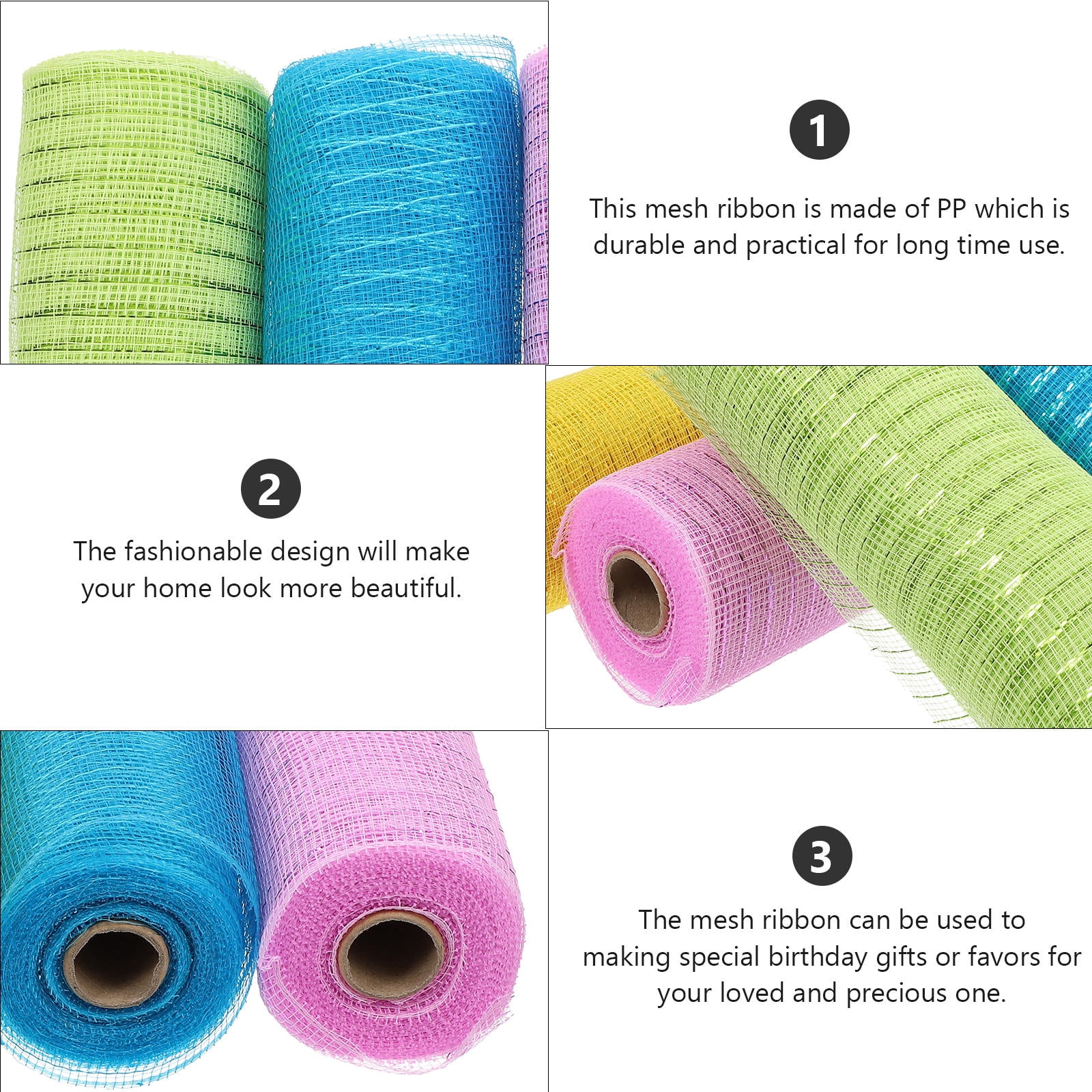 OUNONA Metallic Poly Mesh Ribbon for Wedding, Party, Holiday Decorations and Craft Projects