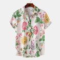 thumbnail image 3 of Camisa informal de manga corta con estampado hawaiano para vacaciones en la playa para hombre, holgada, de gran tamaño, para verano, 3 of 5