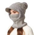 thumbnail image 3 of FUZHIQ 3 in 1 Beanie Hat with Scarf and Mask, 3 in 1 Beanie Hat for Women, Knitted Ski Scarf and Mask Set, Balaclava Hats, 3 of 5