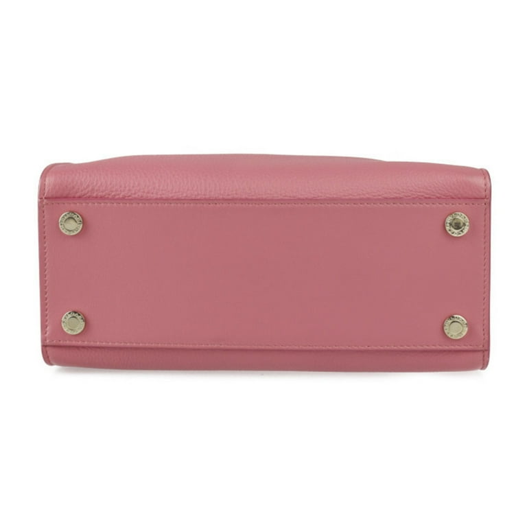 Authenticated Used BVLGARI Bulgari Logo Tote Small Handbag 291221 Calf Leather Pink Series Gold Hardware 2WAY Shoulder Bag