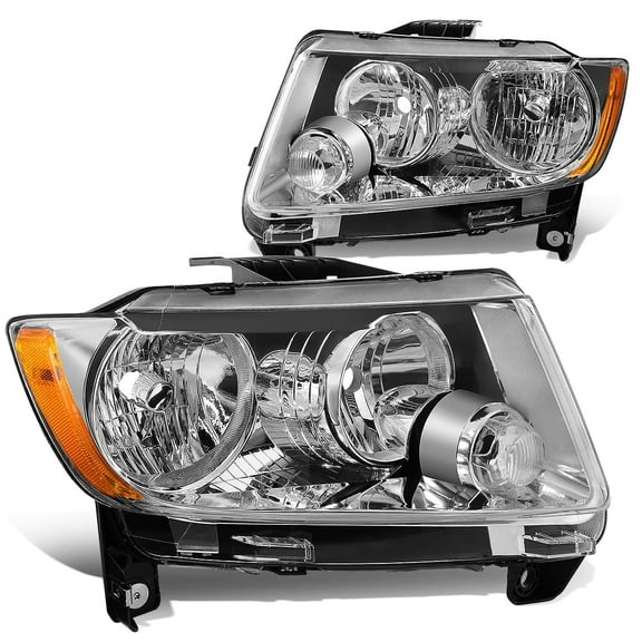 DNA Motoring For 11-13 Jeep Grand Cherokee Chrome Amber Corner Headlight Lamps Pair