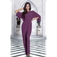 thumbnail image 3 of KOH KOH Long Pants Formal Cocktail Evening One Piece Fall Pockets Dressy Jumpsuit Romper Suit Casual Outfit Playsuit Tall 3/4 Short Sleeve For Women Purple XX-Large 18-20 NT118, 3 of 6