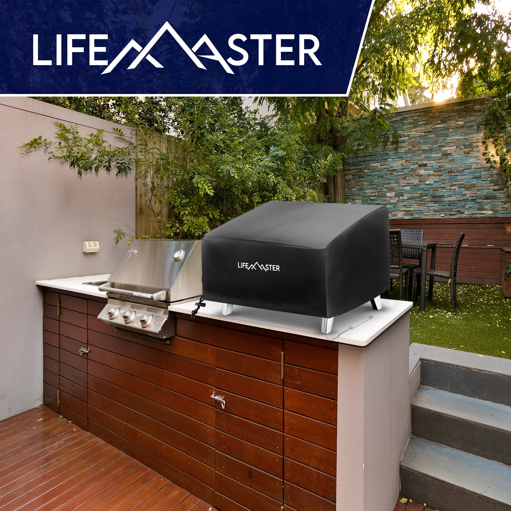 LifeMaster Grill Cover: Waterproof PU, Snug Fit, Easy Clean, Ultimate Protection for 23x16x13 Inch Tabletop Grills