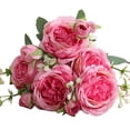 thumbnail image 1 of Ramo de rosas persas artificiales Ticfox 3 ramos 5 cabezas color morado rosado, 1 of 12