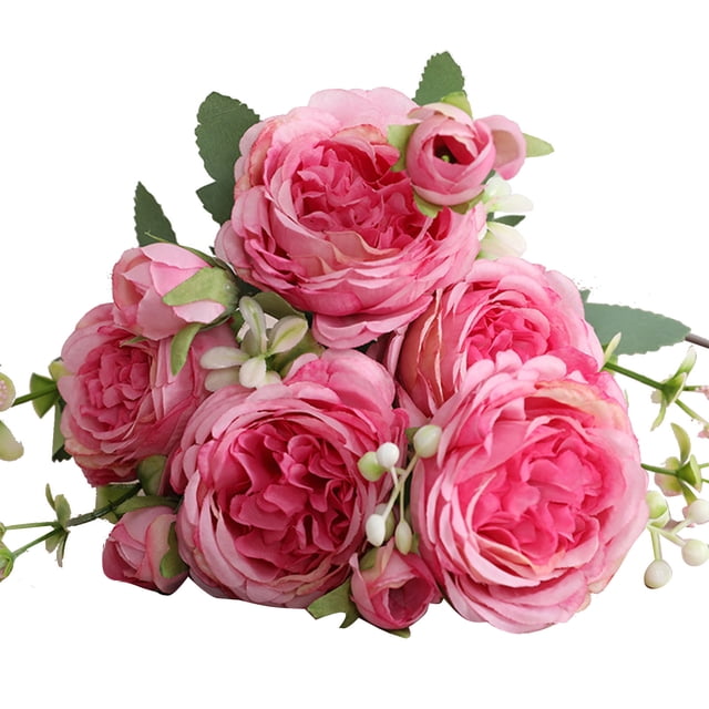 Ramo de rosas persas artificiales Ticfox 3 ramos 5 cabezas color morado rosado