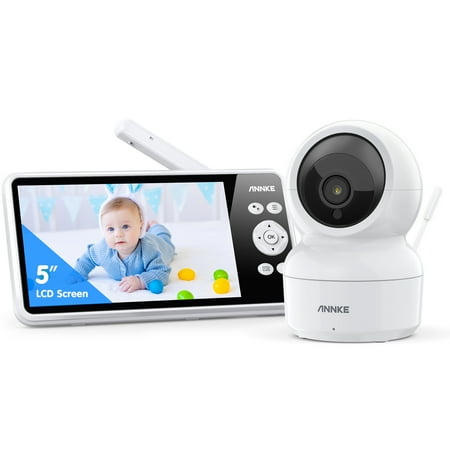 ANNKE 1080p 5" HD Video Baby Monitor with Camera, 355° Pan & 55° Tilt, 2X Zoom, Voice & Motion & Temperature Detection, Feeding Reminder, Privacy Protection, 4000mAh Battery
