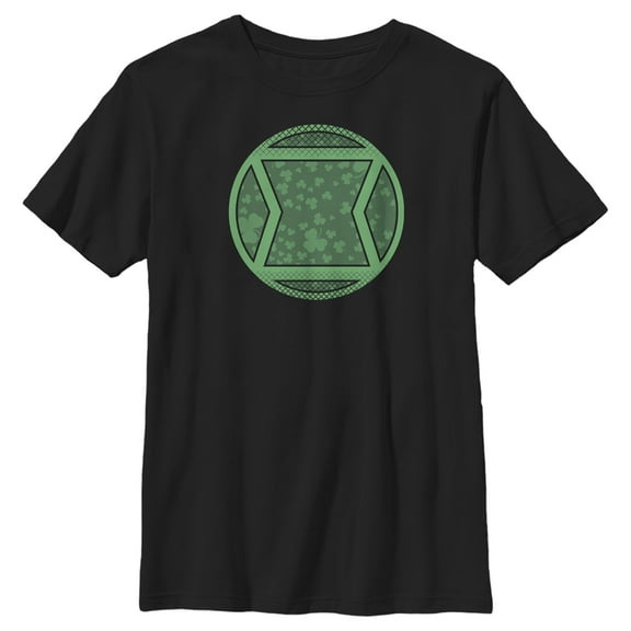 Boy's Marvel Black Widow St. Patrick's Day Clover Black Widow Logo  Graphic Tee