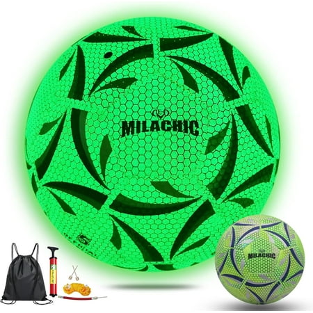 Soccer Ball Glow in The Dark Soccer Ball Size 3/4/ 5 with Pump Glowing Luminious Soccer Balls Gifts for Teens Youth Men Women Indoor-Outdoor Soccer Training