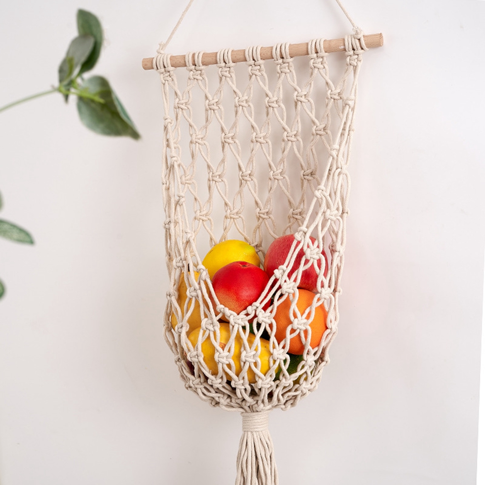 horpait Hanging Fruit Basket,3 Tier Over The Door Organizer, Handmade Woven  Cotton Rope Wall Hanging Baskets for Organizing, Boho Wall Basket for