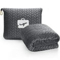 thumbnail image 1 of EverSnug - Manta de viaje premium, suave manta de avión 2 en 1 con bolsa suave, funda de almohada, funda para equipaje de mano y clip para mochila (gris), 1 of 5