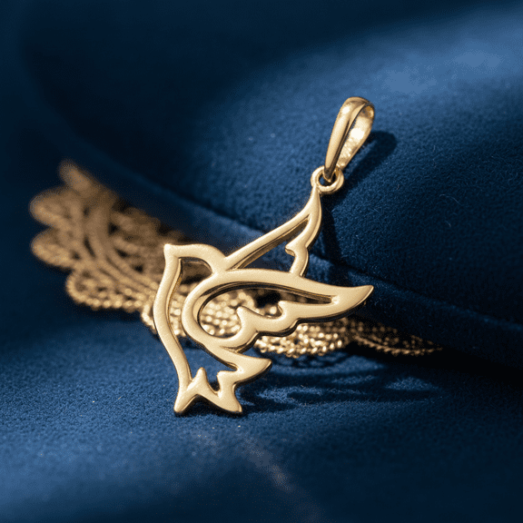 Vinali 14K Solid Yellow Gold Flying Dove Pendant for Women & Teens