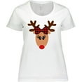 thumbnail image 3 of Inktastic Cute Girl Reindeer with Buffalo Plaid Bow Women's Plus Size T-Shirt, 3 of 5