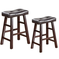Legacy Decor 2-Pcs 29" High Kitchen Espresso Wood Bar Stools Faux Leather