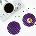 thumbnail image 4 of Naloa Purple Mardi Gras Leather Coasters for Drinks, Durable Drink Coasters 4 Set for Tabletop Protection, Luxurious Home Décor and Housewarming Gift ( {designName})Round Shape, 4 of 6
