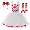 thumbnail image 3 of REDARER Girls Christmas Candy Cane Tutu Dress Set with Candy Bow Headband and Striped Socks Kids Sequin Tulle Outfit for Xmas Party Stage Show Holiday Costume,8-9 Years, 3 of 7