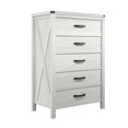 thumbnail image 1 of HomeFare Modern Farmhouse 5 Drawer Chest in White Weathered Oak, 1 of 9
