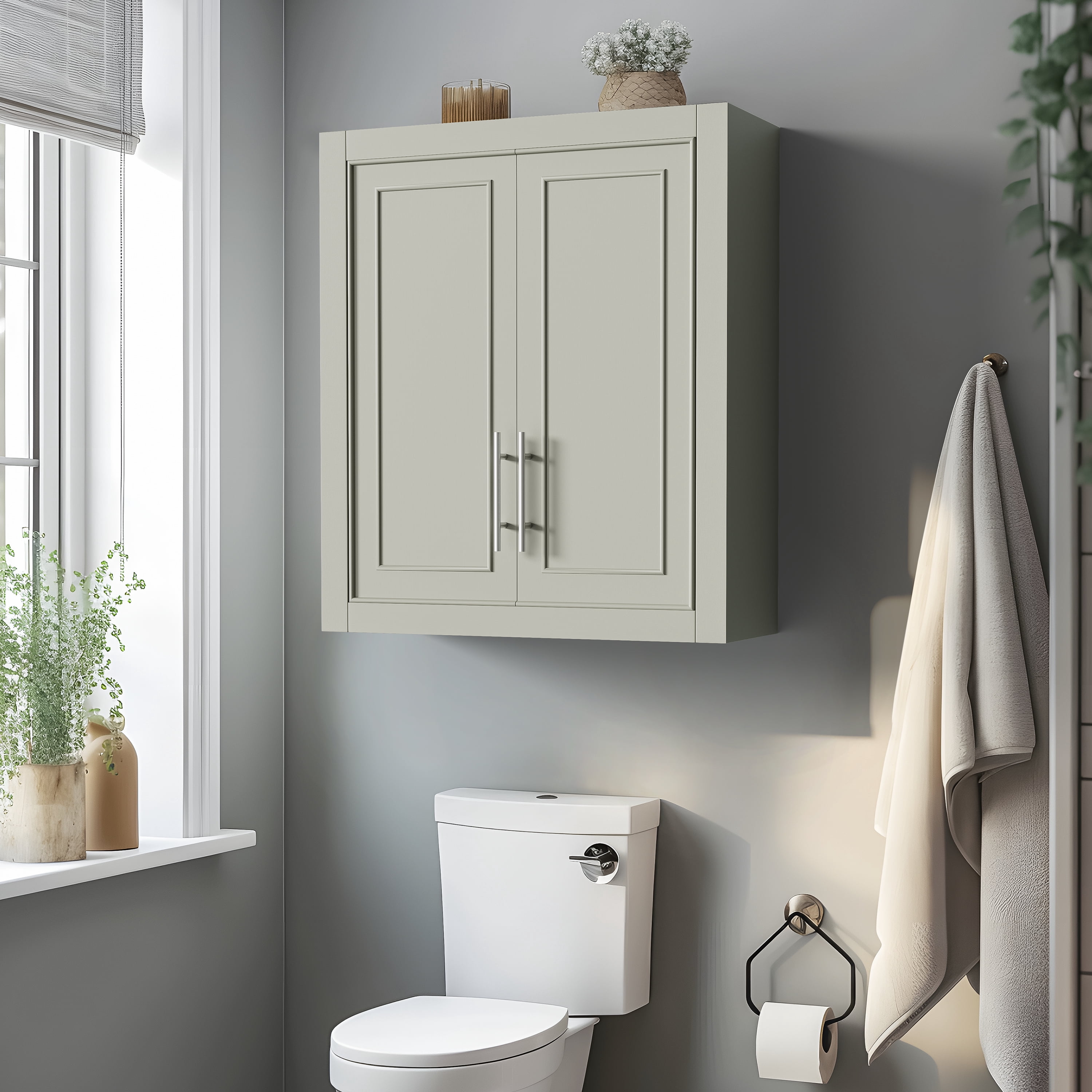 Modern Rectangle Wood Medicine Cabinet Wall Mount Bathroom Cabinet Wall Cabinet,Gray