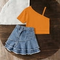 thumbnail image 5 of Amidoa Girls 2 Piece Outfits Summer Clothes Tank Top Cotton Short Sleeve Solid Color T-Shirt and Casual Shorts Kids Clothing Sets Yellow Size 4T, 5 of 9