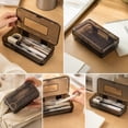 thumbnail image 4 of Small Pencil Box, Plastic Case with Hinged Lid and Snap, Portable Storage for Back to Campus Supplies, Gray, 4 of 7