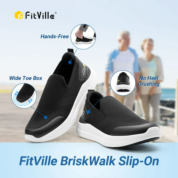 FitVille Men's Extra Wide Slip-on Walking Shoes Casual Comfortable ...