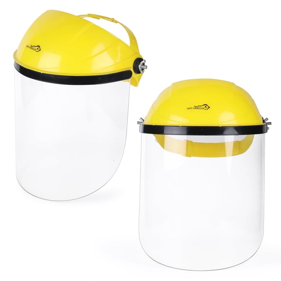 Safe Handler Hard Visor Face Shield, Reusable Lightweight Full Facial Protection , Yellow, (2 Pack)