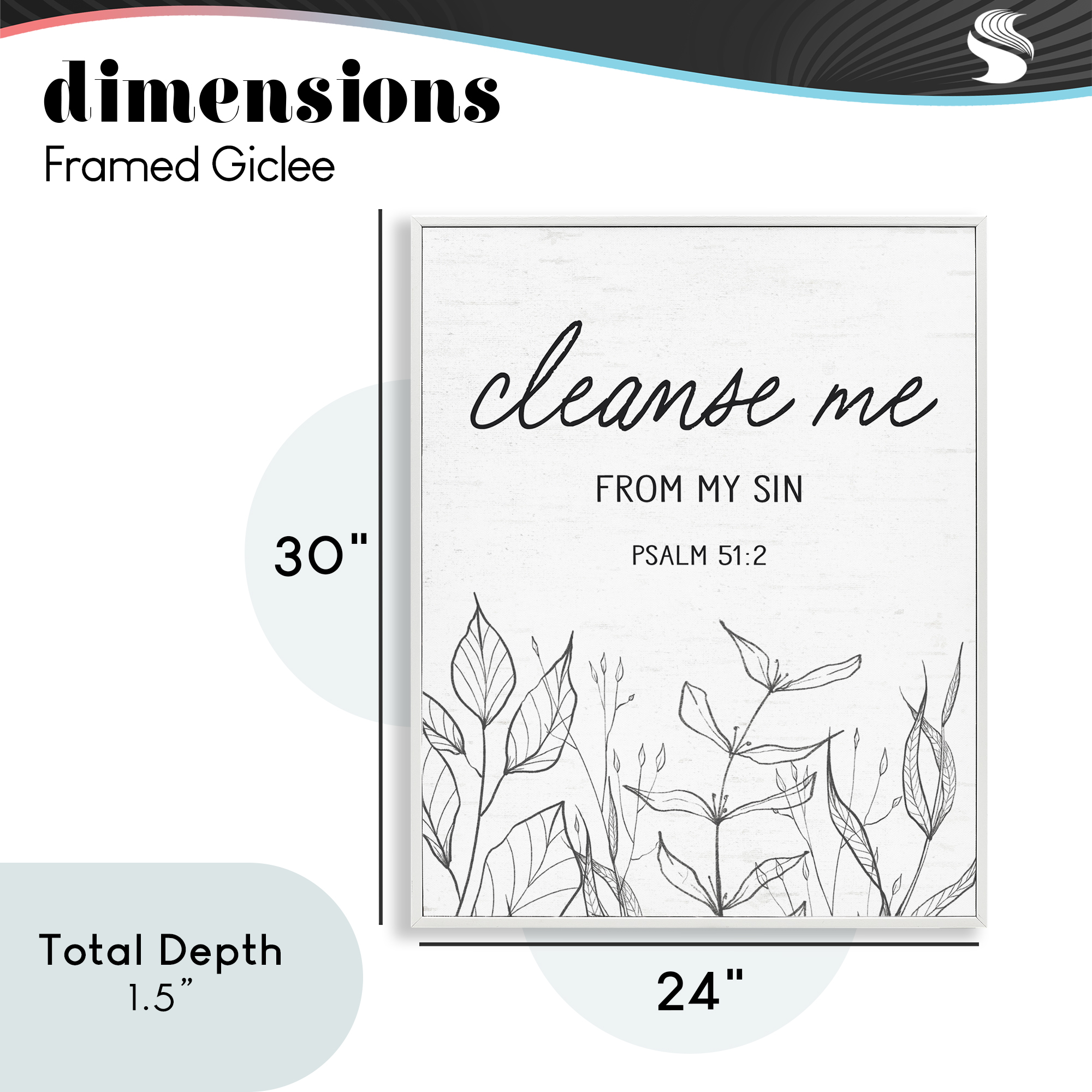 Cleanse Me From Sin White Framed Giclee Art, design by Lettered and Lined