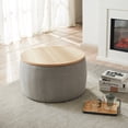 thumbnail image 2 of Tcbosik Round Storage Ottoman Modern End Table with Wood Cover, Navy, 2 of 10
