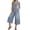 Light Blue, variant on Denim Jumpsuits for Women Deep V Neck Short Sleeve Baggy Jeans Bow Tie Summer Wide Leg Capri Jumpsuit with Pockets Black XL
