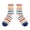 Blue, variant on Krdevn Kids Rainbow Multi Stripe Rib Cotton Mid Calf Socks Size:4-12 Years