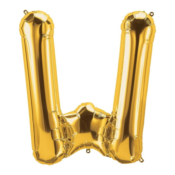 W-Shaped Gold Letter 34" Mylar Balloon