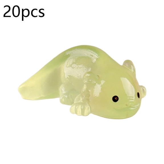 Luminous Axolotl Miniature Figurines, Glow in Dark Resin Salamander Decor for Terrarium, Desk, DIY Crafts, 20 Pack