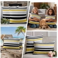 thumbnail image 5 of Yellow Black Stripe Outdoor Waterproof Pillow Covers, Modern Abstract Art Coarse Striped Decorative Square Throw Pillowcase Sofa Cushion Sham for Patio/Couch/Chair, 24"x24" 2 Pack, 5 of 8