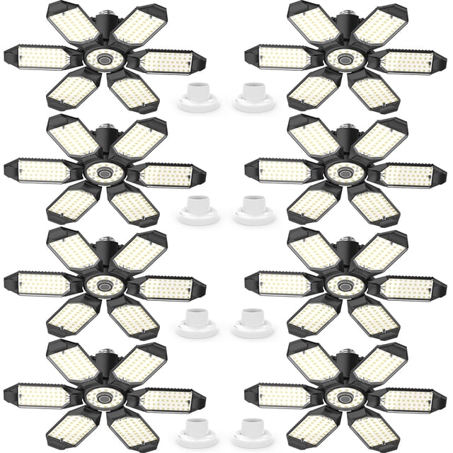Luces LED de garaje LUCORUSC, paquete de 8, 200 W, 6500 K, 22000 lúmenes