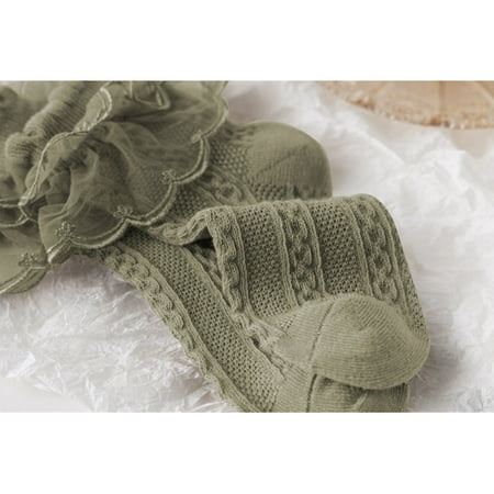 

Grip Socks for Kids Infant Sock Green Ruffle Lace Lace Thin Style Socks Girls Ruffle Socks 34