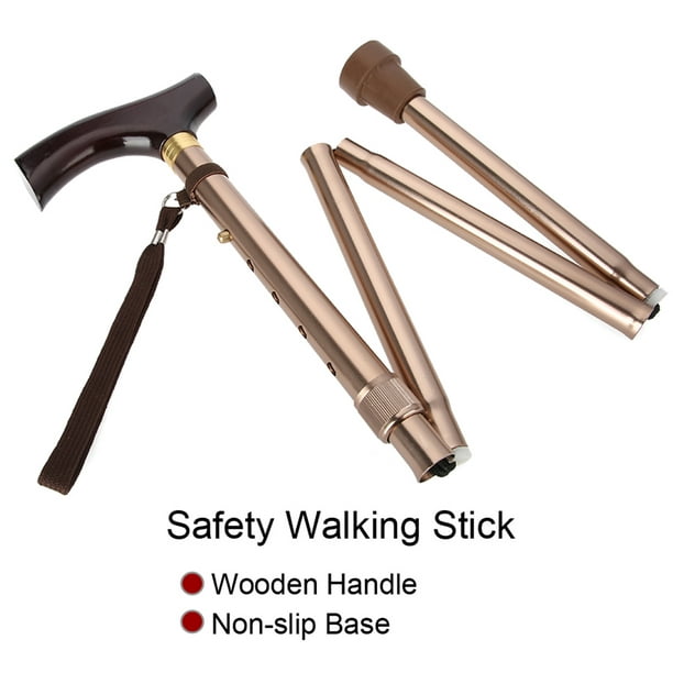 Wooden Walking Stick, Folding Cane, Pratical Blind For Elderly 