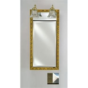 Afina Corporation SD-LT2434RMERGS 24 in.x 34 in.Recessed Single Door Cabinet with Traditional Lights - Meridian Gd-Sv