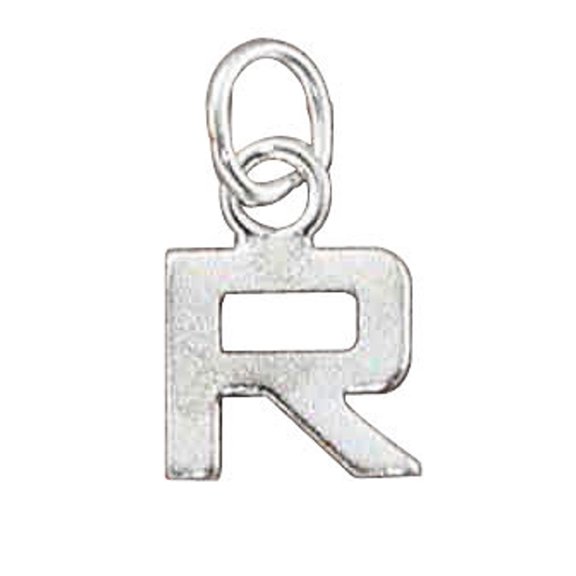 Sterling Silver 16" .8mm Box Chain Lined Letter R Pendant Necklace