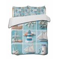thumbnail image 2 of Quilts Twin XL Size, Coastal Ocean Soft Comforter Bedding Set for Bed, Nautical Lighthouse Blue Wooden Lightweight Quilted Bedspread with Pillow Cover(2 Pieces) for All Season, 68x98 Inch, 2 of 6