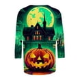 thumbnail image 5 of Womens Tops Casual 3/4 Sleeve Shirts Crew Neck Loose Casual Blouses Halloween Print Tshirts, 5 of 6